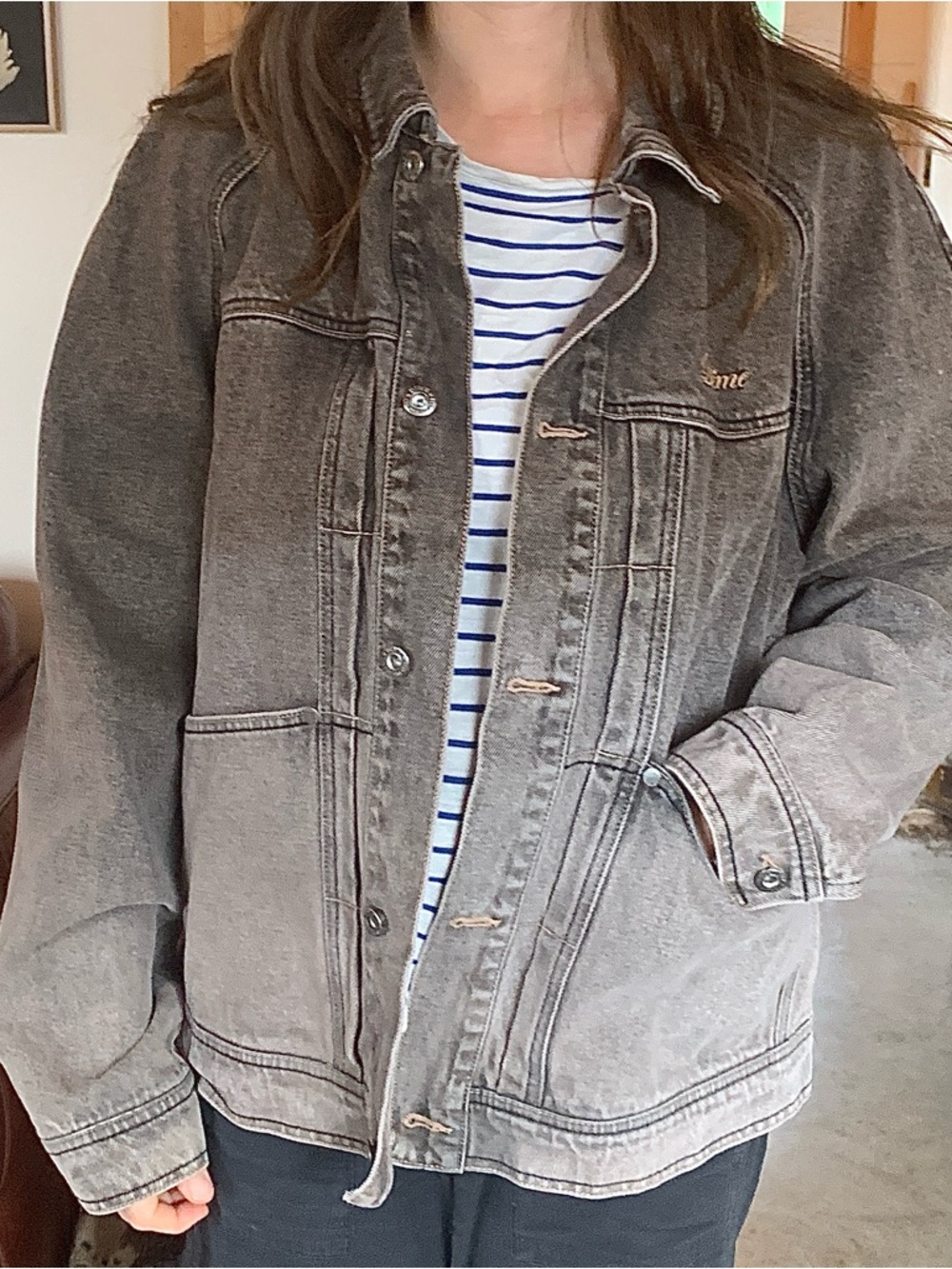 Classic Washed Gray Denim Shirt Jacket - Lightweight Casual Layer